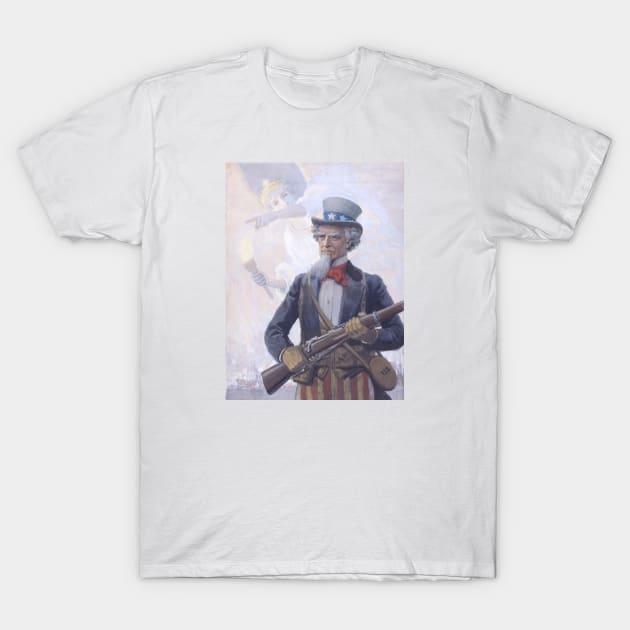 Uncle Sam Goes To War Vintage Propaganda T-Shirt by Mandra